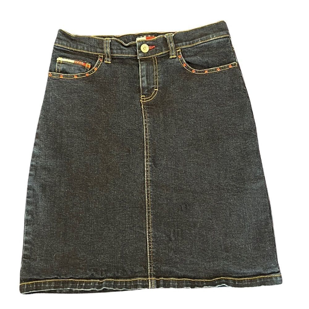 Tommy Hilfiger Tommy Jeans mini skirt w/ rhinestone trim slit in back